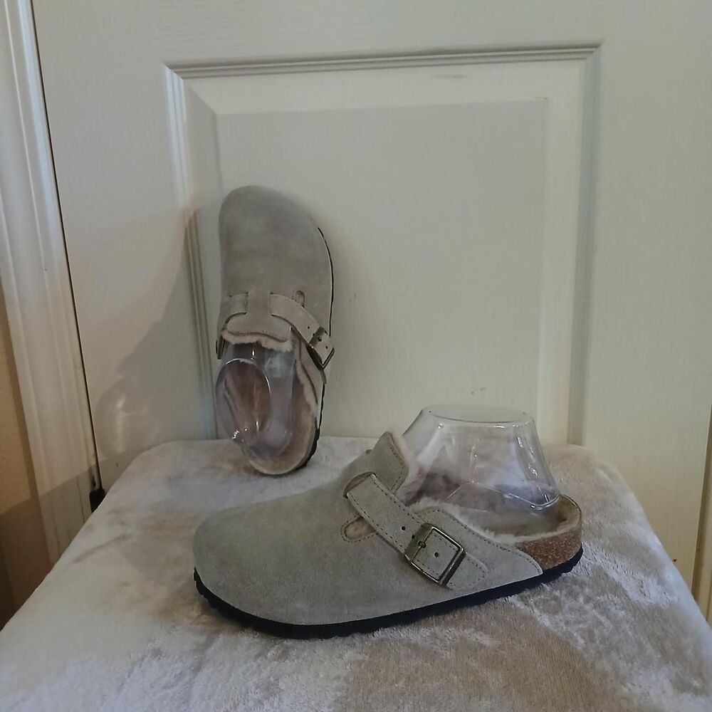 Birkenstock Boston Shearling Clogs Stone Coin Grey 38 Narrow Classic Granola